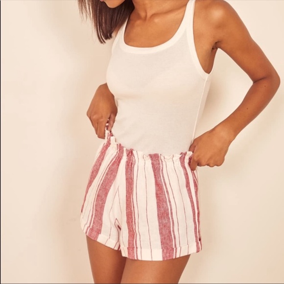 Reformation Pants - Reformation Sawyer Savannah Stripe Linen Shorts